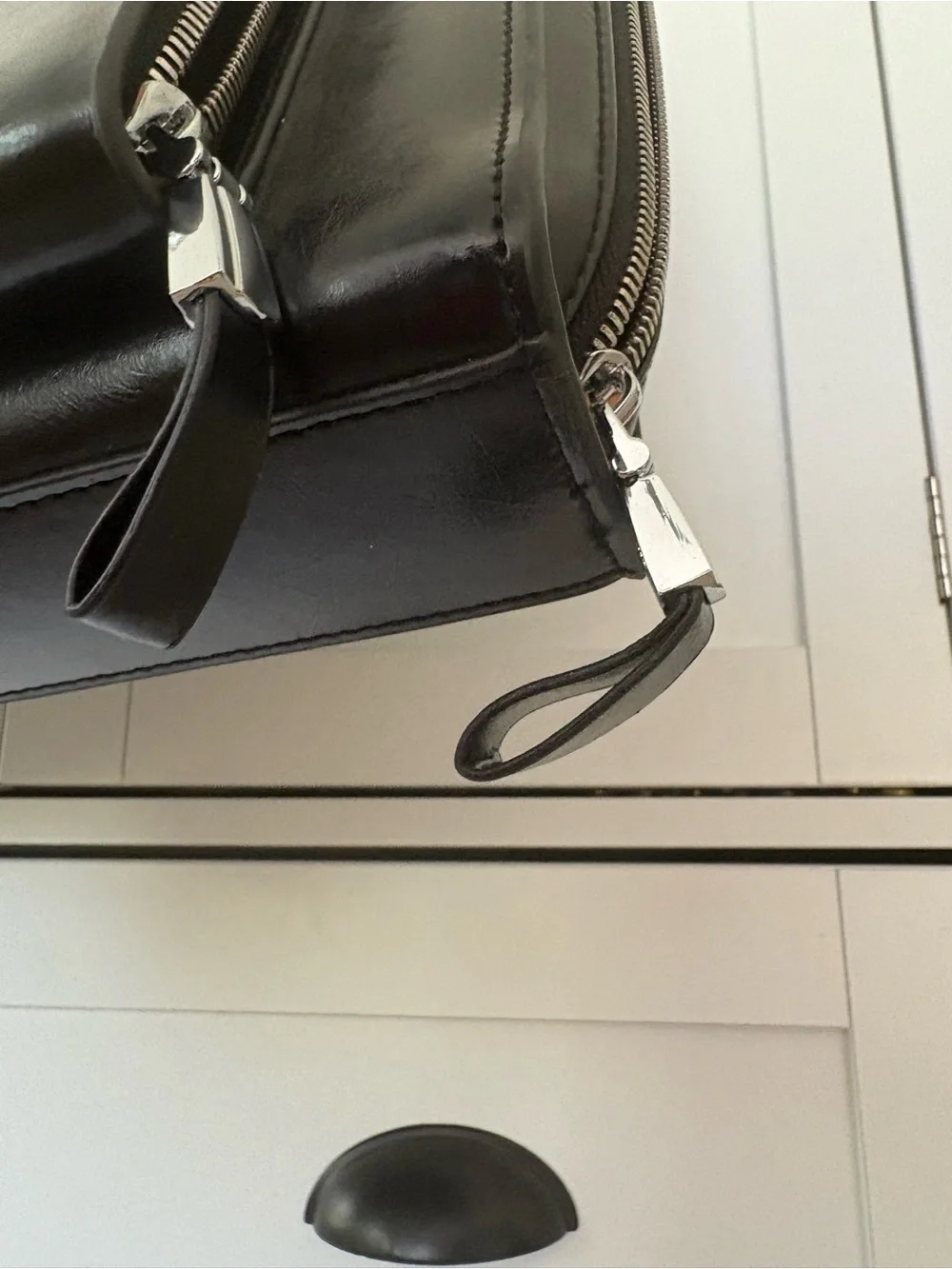 Bostanten black waxed leather Carol laptop brief case